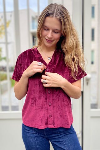 MILA COSY VELVET TOP WINE