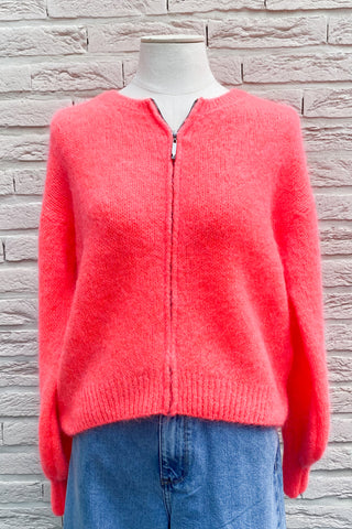 LOUIZA ZIPPER CARDIGAN NEON