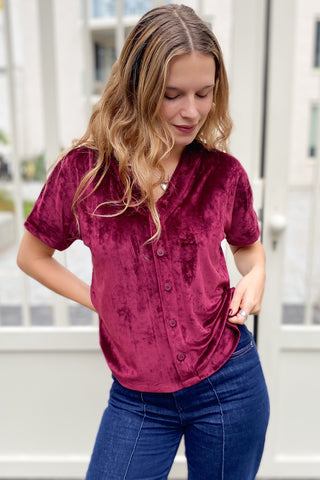 MILA COSY VELVET TOP WINE