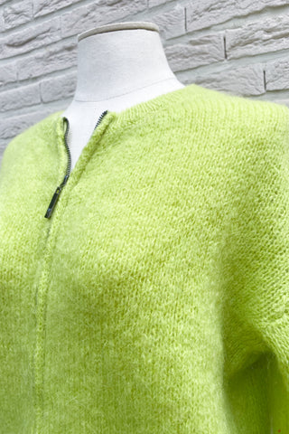 LOUIZA ZIPPER CARDIGAN LIME