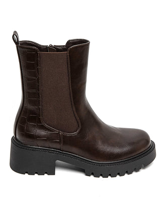 JESS CHUNKY CROCO BOOTS BROWN