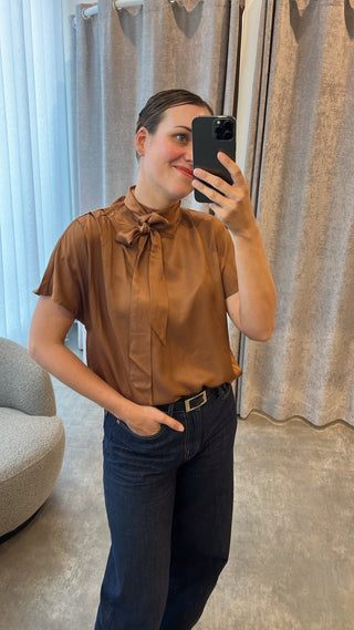 FRSHINY BLOUSE 1 TOFFEE