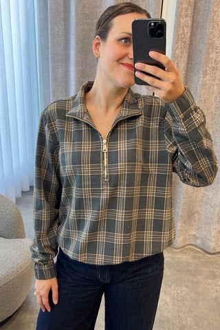 KAMALA ZIP SHIRT DARK GREY MELANGE