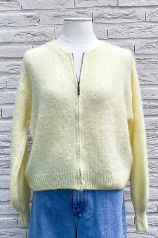 LOUIZA ZIPPER CARDIGAN PALE YELLOW