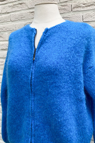 LOUIZA ZIPPER CARDIGAN BRIGHT BLUE