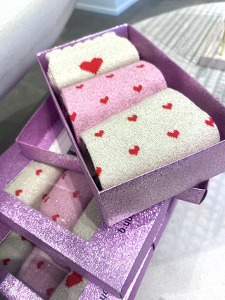 BYVILAINE SOCK BOX 2 HEARTS SOCKS BOX