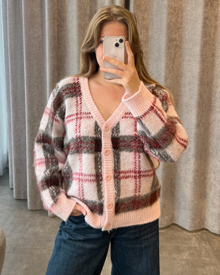LOUISA CARDIGAN PINK/ BURGUNDY