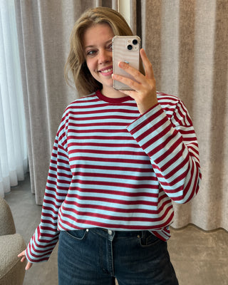 STRIPES TEE BORDEAUX