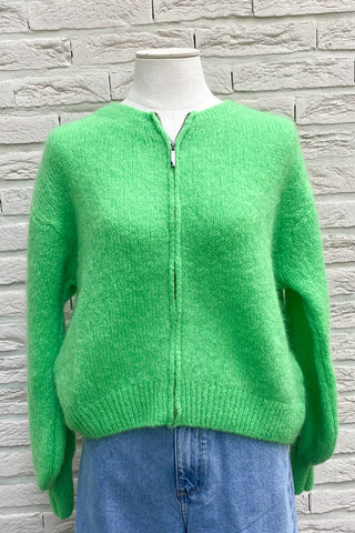 LOUIZA ZIPPER CARDIGAN APPLE