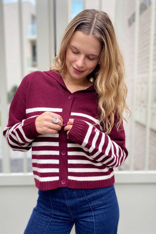 DANIELLE CARDIGAN BORDEAUX/BEIGE