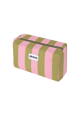 MAKE-UP BAG M PINK/OLIVE STRIPED