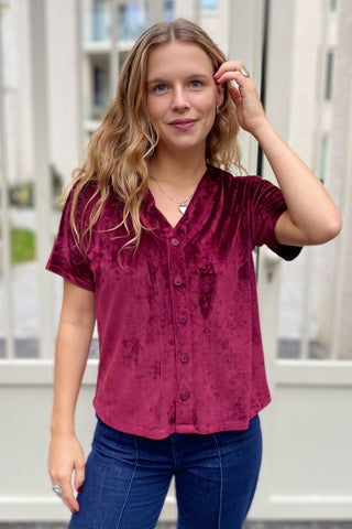 MILA COSY VELVET TOP WINE