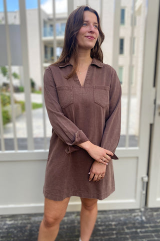 LUUKE LS DRESS BROWN
