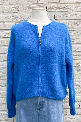 LOUIZA ZIPPER CARDIGAN BRIGHT BLUE