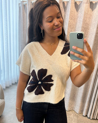 OMEA VNECK SLIPOVER FIG MELANGE FLOWER
