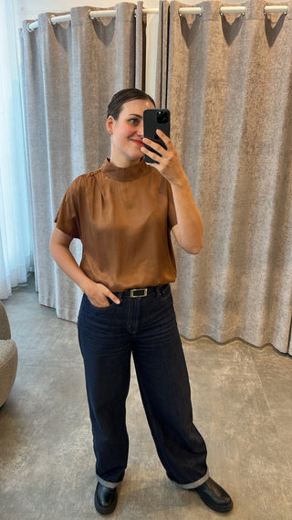 FRSHINY BLOUSE 1 TOFFEE