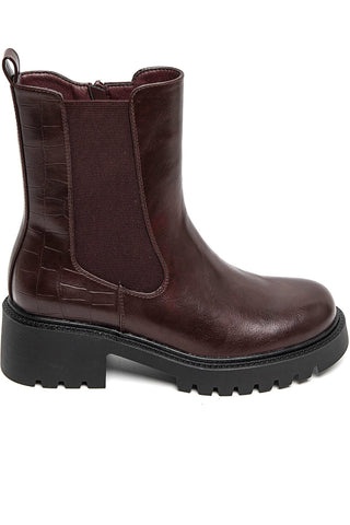 JESS CHUNKY CROCO BOOTS BORDEAUX