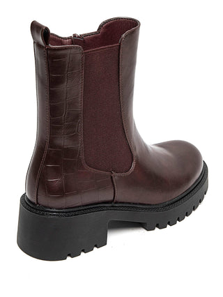 JESS CHUNKY CROCO BOOTS BORDEAUX