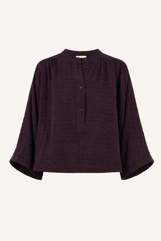 JESS BLOUSE WINE CHECK