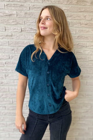MILA COSY VELVET TOP PETROL