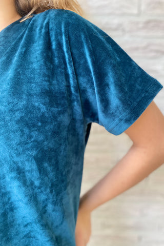 MILA COSY VELVET TOP PETROL