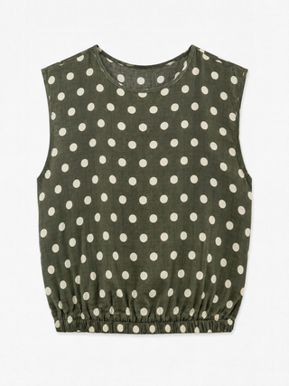 ILONA TOP KHAKI POLKA DOTS (MATCHING SET)