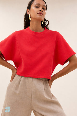 SUKI SWEAT TOP POPPY RED