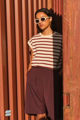 TOBI STRIPE TOP GRAIN WINE