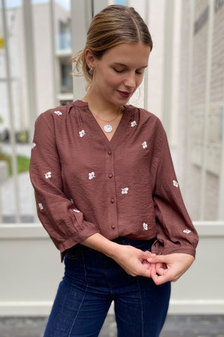 LYDIA BLOUSE CHOCO