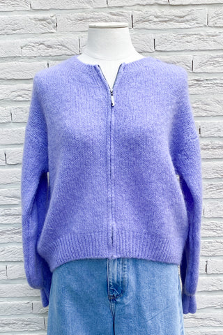 LOUIZA ZIPPER CARDIGAN LAVENDER