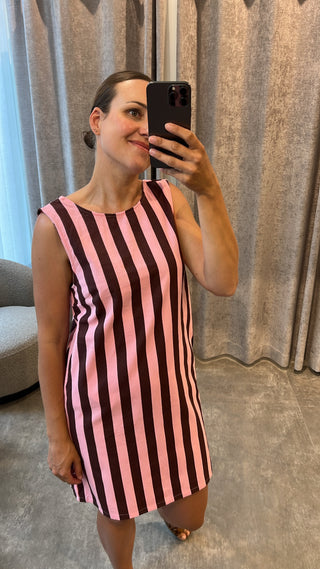 TARA DRESS PINK/ BORDEAUX