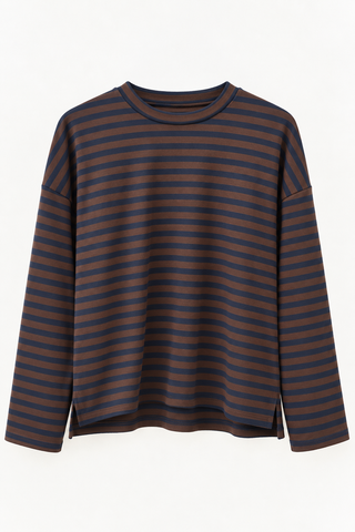 ELKE TEE NAVY/ BROWN