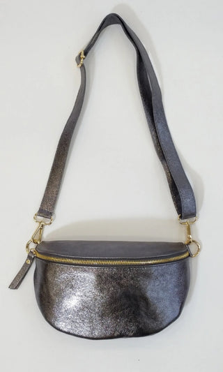 ANNIE GLITTER CROSSBODY BAG DARK GREY SILVER