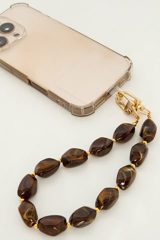 PHONE CORD SHORT STONE BRIGHT ORANGE