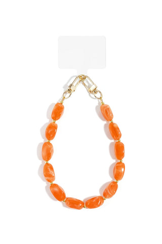 PHONE CORD SHORT STONE BRIGHT ORANGE