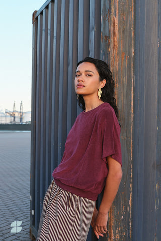NUKI SLUB TOP BURGUNDY CRUSH