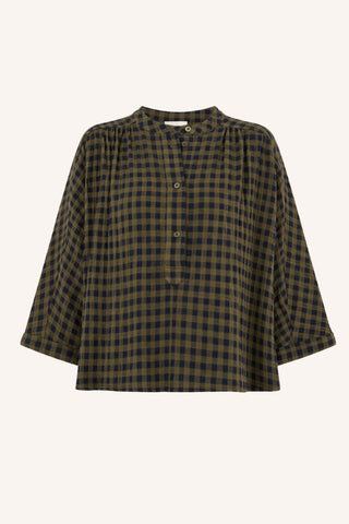 JESS BLOUSE OLIVE CHECK