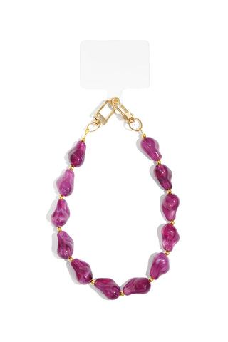 PHONE CORD SHORT PURPLE STONE