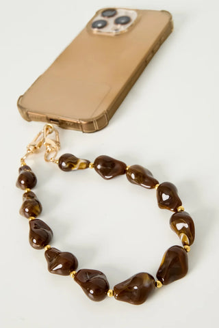 PHONE CORD SHORT PURPLE STONE