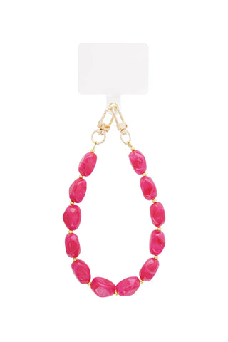 PHONE CORD SHORT HOT PINK STONE
