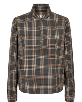KAMALA ZIP SHIRT DARK GREY MELANGE
